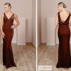 Revelry Dakota Velvet Dress Terracotta, size 4